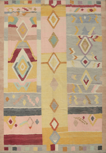 Colorful Kilim Flat Weave Area Rug 9x12