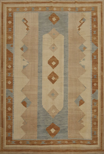 Earth Tones Kilim Geometric Area Rug 10x13
