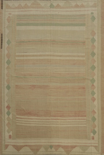 Earth Tones Wool Kilim Flat Weave Area Rug 10x13