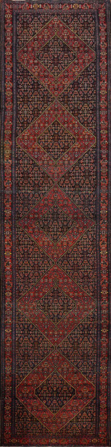 Pre-1900 Antique Bibikabad Persian Runner Rug 4x19