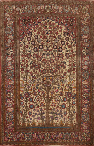 Pre-1900 Antique Isfahan Vegetable Dye Persian Rug 5x6