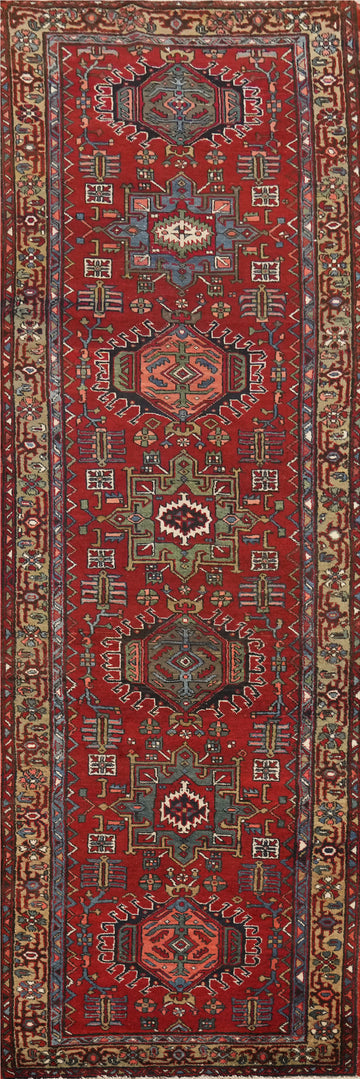 Antique Heriz Serapi Persian Runner Rug 3x11