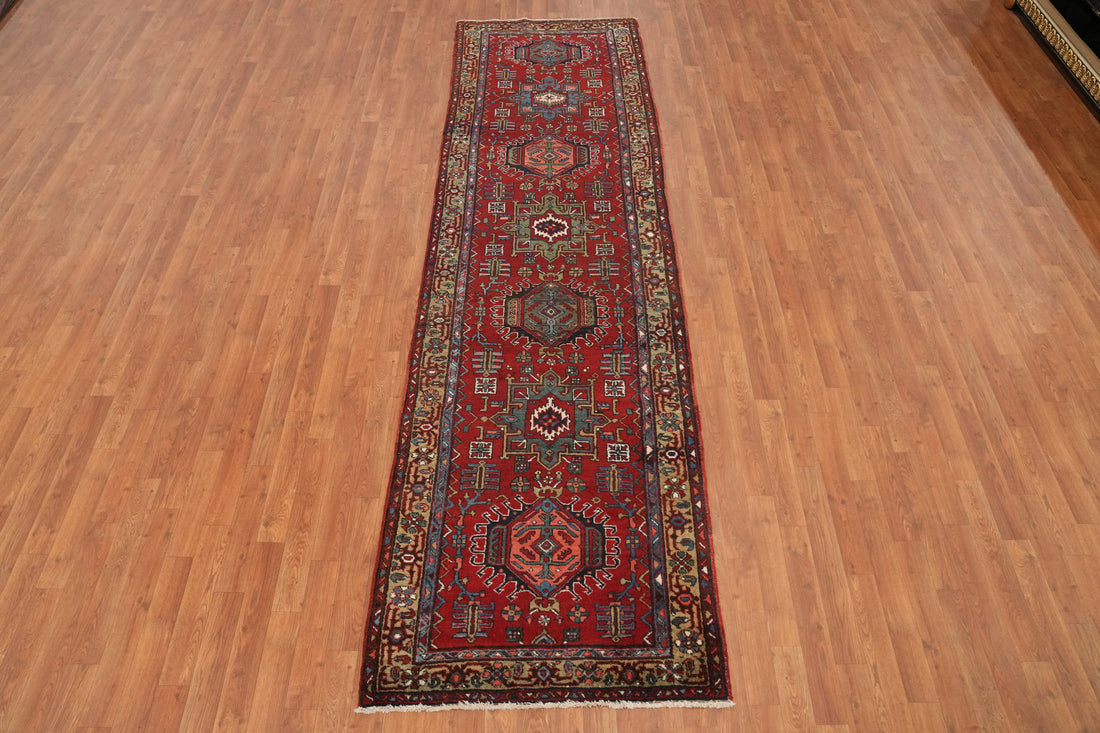 Antique Heriz Serapi Persian Runner Rug 3x11