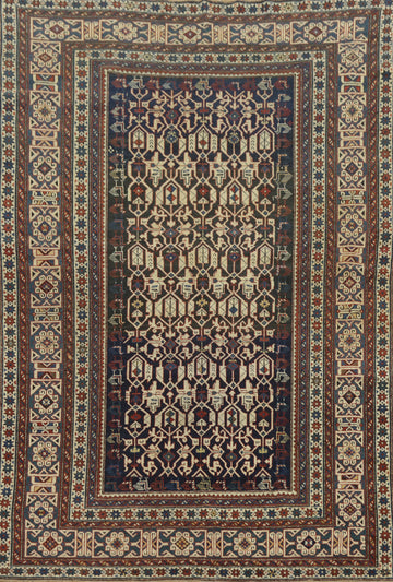 Pre-1900 Antique Kazak Vegetable Dye Rug 4x6