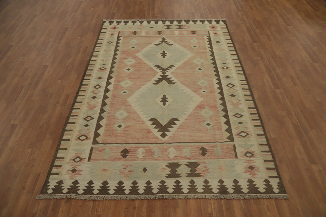 Geometric  Kilim Flat Weave Area Rug 7x10