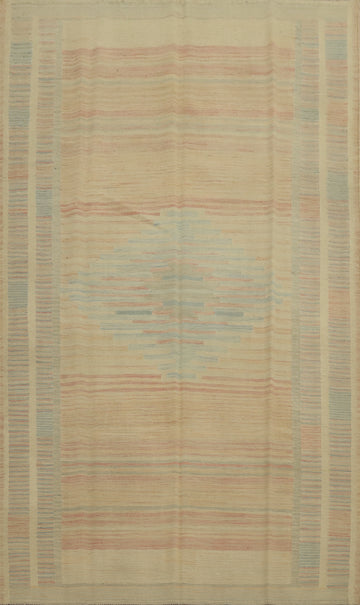 Elegant Pastel Striped Kilim Area Rug 6x9 for a Serene Living Space Ambiance
