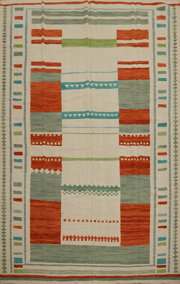 Geometric Wool Kilim Handwoven Area Rug 10x13