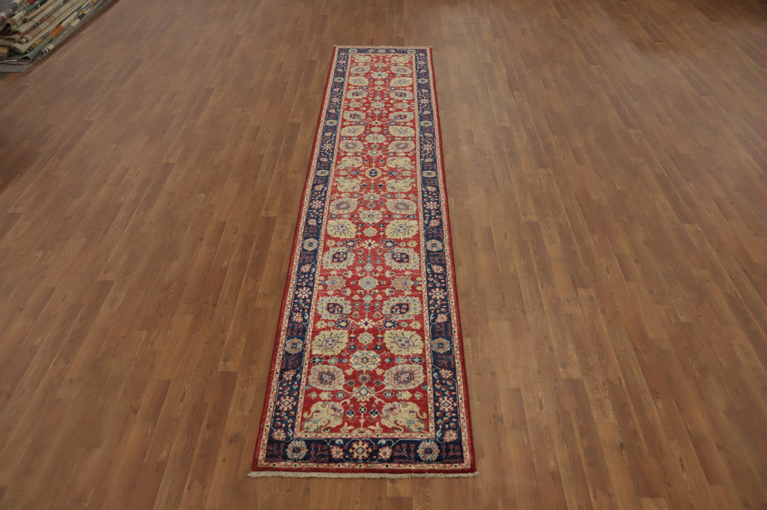 Classic Vegetable Dye Runner Rug 3x12 with Timeless Ornamentation