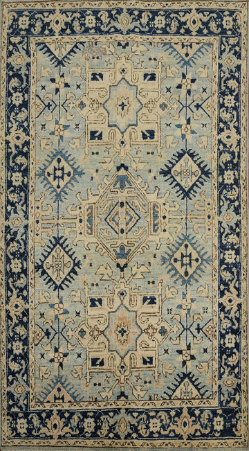 Vintage-Inspired Rug 4x7 Featuring Classic Blue and Beige Designs