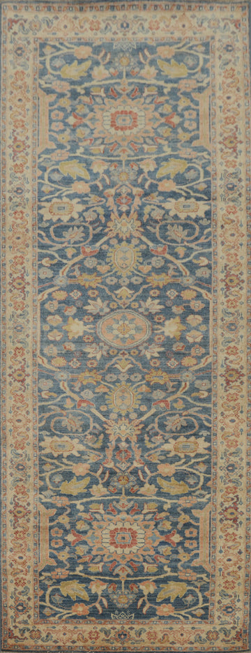 Handmade Blue Ziegler Vegetable Dye Runner Rug 3x10