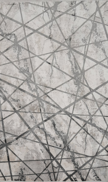 Geometric Design in Subtle Gray Hues Modern Abstract Rug 5x7