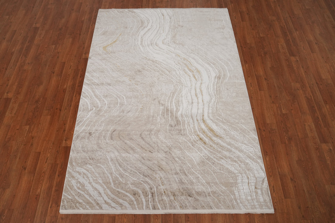 Natural Wave Patterns Sophisticated Minimalist Area Rug 5x7