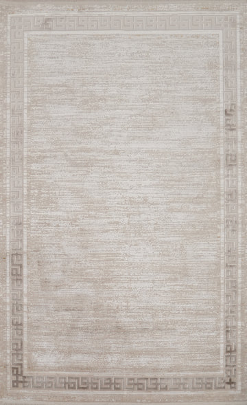 Classic Beige Rug 5x7 with Timeless Greek Key Border Accents