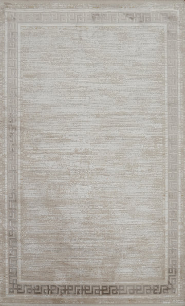Sophisticated Neutral Rug 5x7 with Intricate Detailed Edging