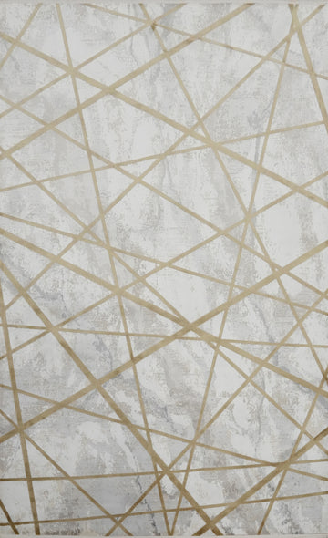 Stylish Rug 5x7 with Intersecting Golden Lines for Modern Interiors