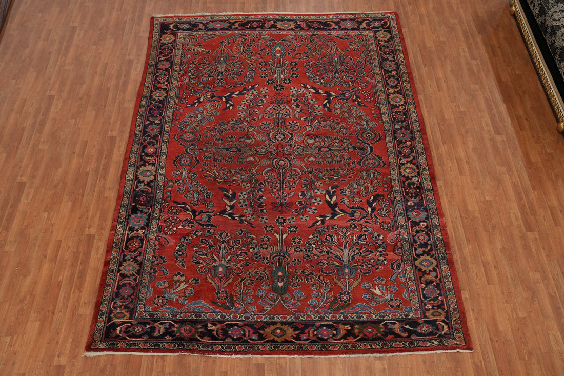 Antique Vegetable Dye Sarouk Persian Area Rug 9x12