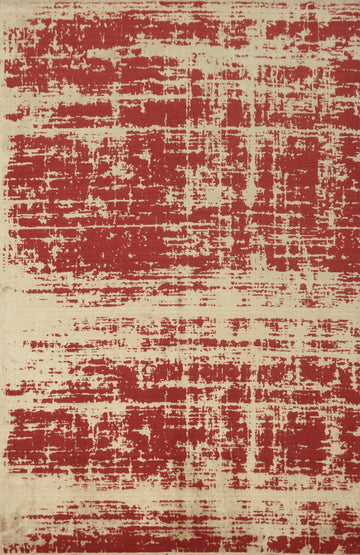 Modern Elegance Red and Beige Abstract Rugs for Living Room