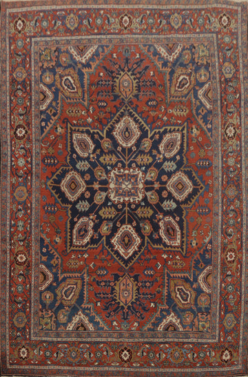 Antique Vegetable Dye Heriz Serapi Persian Area Rug 9x11