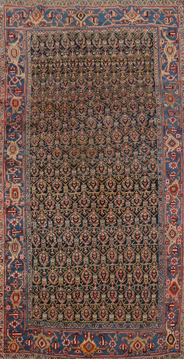 Antique Vegetable Dye Bidjar Halvaei Persian Area Rug 6x11