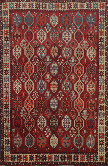 Vintage Geometric Shiraz Persian Area Rug 6x9