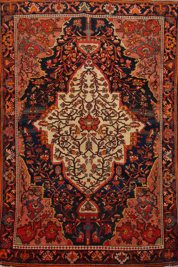 Antique Sarouk Farahan Vegetable Dye Persian Rug 5x6