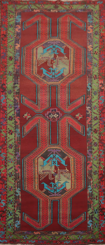 Animals Wool Tribal Meshkin Persian Runner Rug 4x11