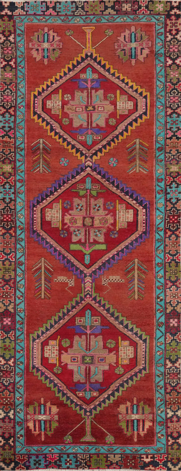 Vintage Wool Heriz Persian Runner Rug 3x10