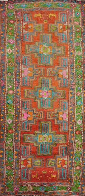 Animals Wool Geometric Meshkin Persian Runner Rug 4x10