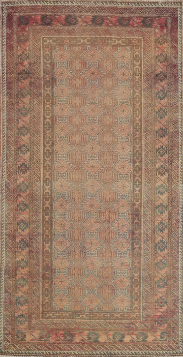 Geometric Wool Balouch Persian Runner Rug 3x7