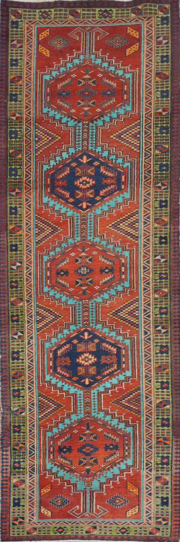 Geometric Wool Ardebil Persian Runner Rug 3x11