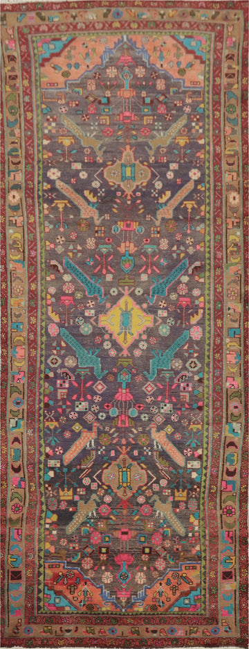 Animals Wool Tribal Meshkin Persian Runner Rug 4x11