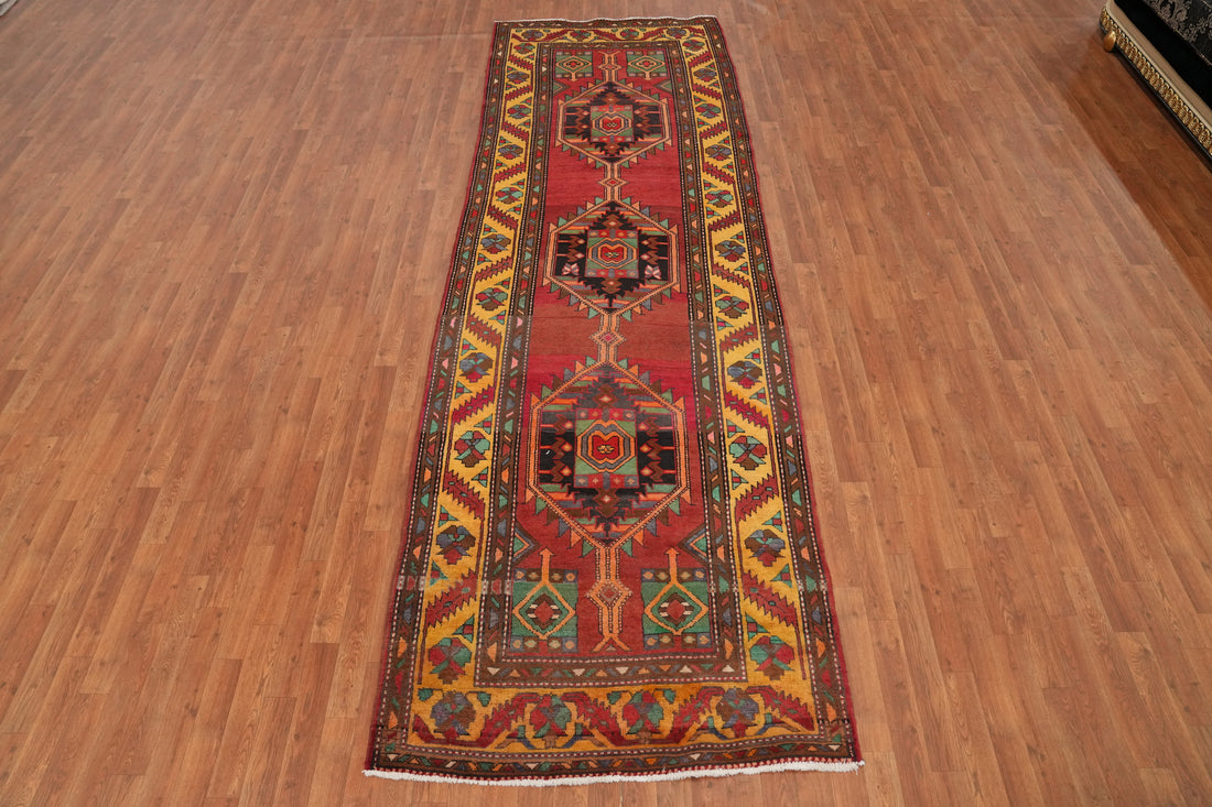Vintage Wool Ardebil Persian Runner Rug 4x13