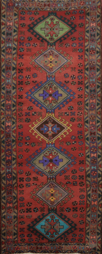 Geometric Hamedan Persian Runner Rug 3x10