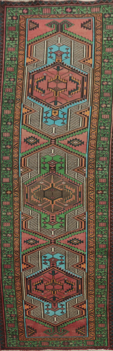 Vintage Wool Ardebil Persian Runner Rug 3x11
