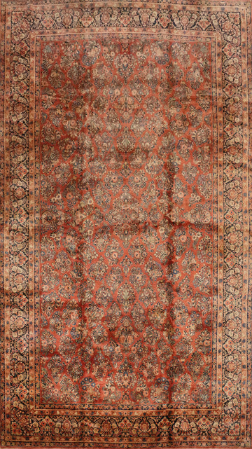 Antique Vegetable Dye Sarouk Persian Large Rug 12x21