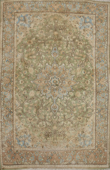 Vegetable Dye Green Tabriz Persian Rug 3x4