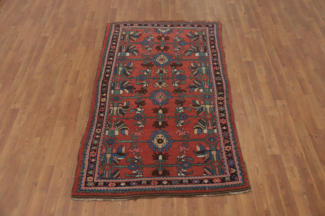 Pre-1900 Vegetable Dye Bidjar Halvaei Persian Rug 4x7
