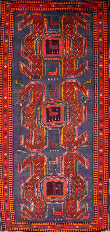 Animals Wool Meshkin Persian Area Rug 5x10