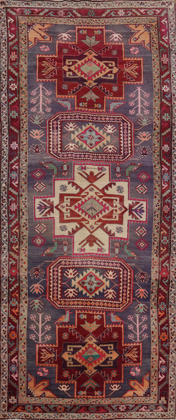 Tribal Wool Animals Meshkin Persian Runner Rug 4x11