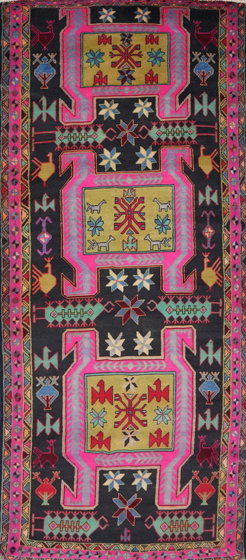 Tribal Wool Geometric Tabriz Persian Runner Rug 4x11
