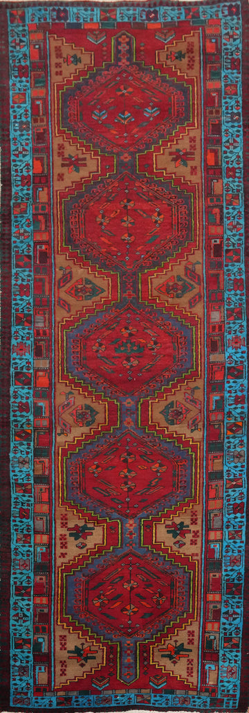 Tribal Geometric Ardebil Persian Runner Rug 4x11