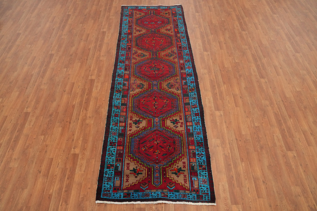 Tribal Geometric Ardebil Persian Runner Rug 4x11
