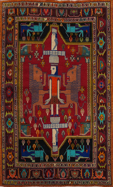 Handmade Wool Tribal Shiraz Persian Area Rug 5x8