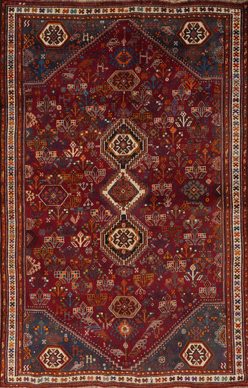 Tribal Vegetable Dye Shiraz Persian Area Rug 5x8