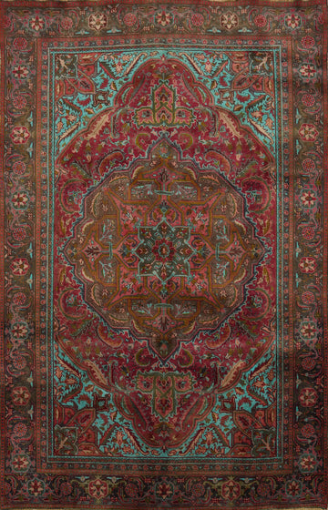 Vintage Wool Heriz Persian Area Rug 7x9