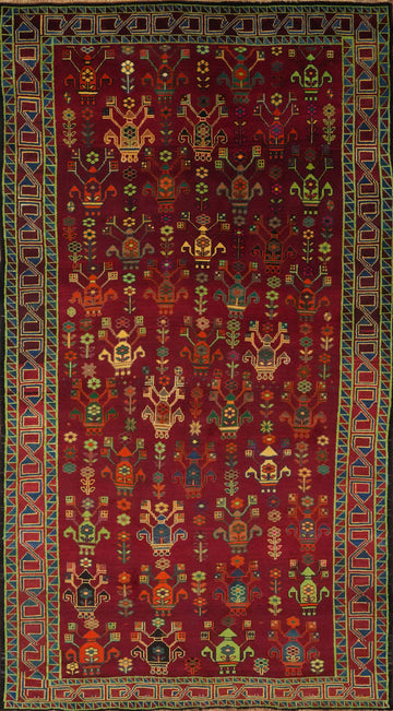 Handmade Wool Red Shiraz Persian Area Rug 5x10