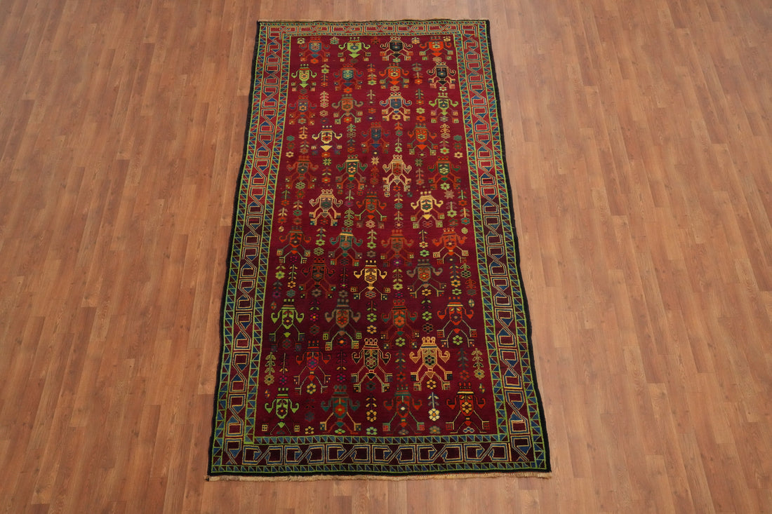 Handmade Wool Red Shiraz Persian Area Rug 5x10