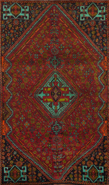 Geometric Wool Qashqai Persian Area Rug 5x8