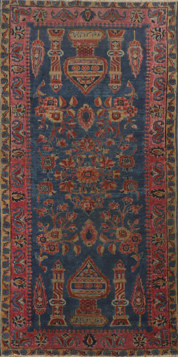 Pre-1900 Antique Vegetable Dye Kashan Persian Rug 3x6