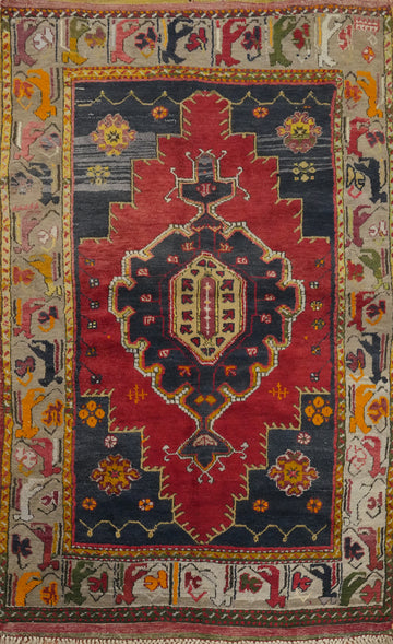 Red Geometric Anatolian Turkish Rug 4x6